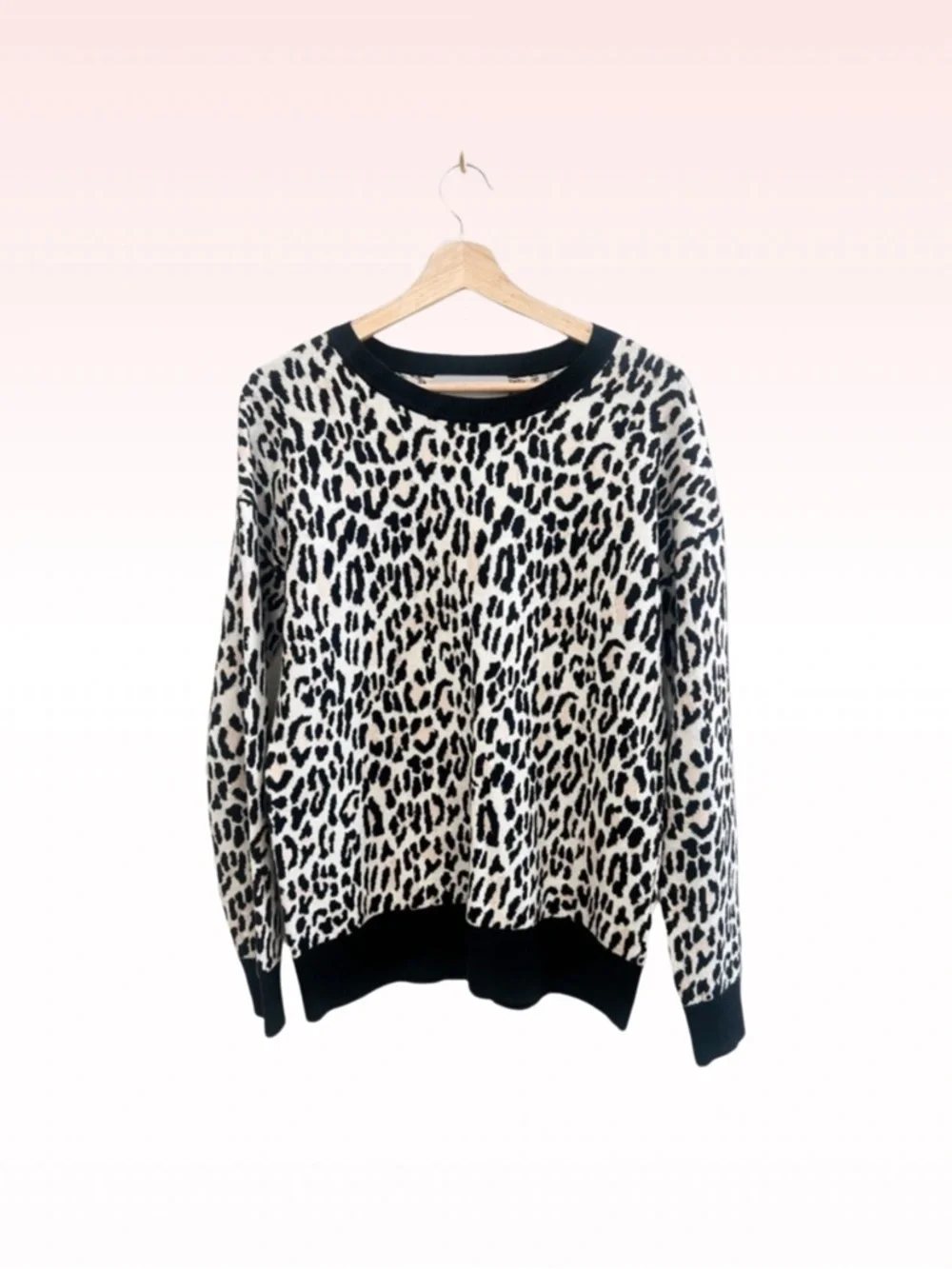 10C DEREK LAM / CUSP Black, White, & Pink Leopard Pullover Sweater